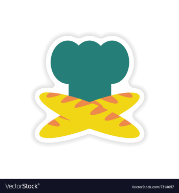 Stylish paper sticker on white background chef hat vector image Stylish paper sticker on white background chef hat vector image