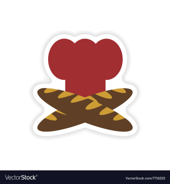 Stylish paper sticker on white background chef hat vector image Stylish paper sticker on white background chef hat vector image