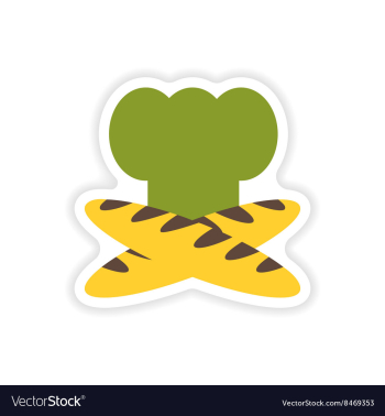 Stylish paper sticker on white background chef hat vector image Stylish paper sticker on white background chef hat vector image