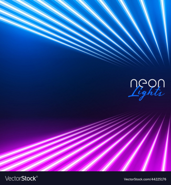 stylish perspective neon light lines in blue and