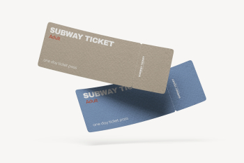 Subway ticket mockup, blue 3D | Free PSD Mockup - rawpixel