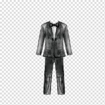 Suit Dress Watercolor painting, Wedding Men's suits transparent background PNG clipart