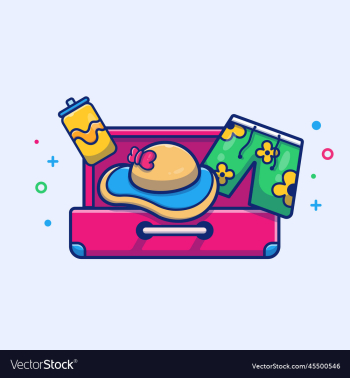 suitcase with hat and swimsuit cartoon suitcase with hat and swimsuit cartoon