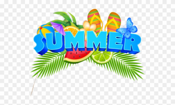 Summer Elements Illustration Badge With Fresh Fruits, - Summer Border Transparent Background