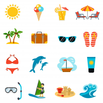 Summer icons set Free Vector Summer icons set Free Vector
