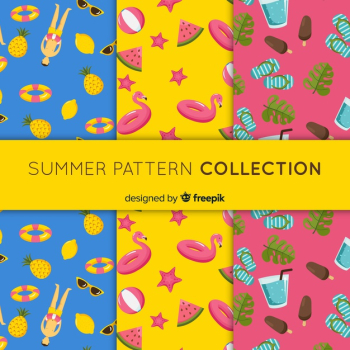 Summer pattern collection Free Vector Summer pattern collection Free Vector