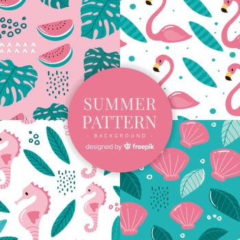 Summer pattern collection Free Vector Summer pattern collection Free Vector