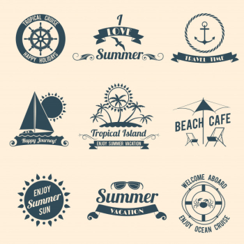 Summer sea emblems black Summer sea emblems black