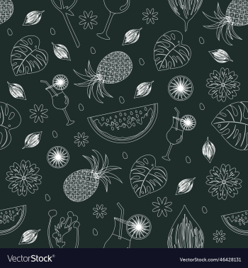 summer seamless outlined pattern with fruits