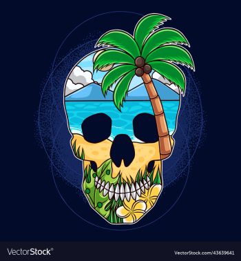 summer skull with beach nature concept summer skull with beach nature concept
