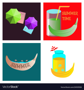 Summer time poster with cute summer in cartoon vector image Summer time poster with cute summer in cartoon vector image