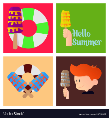 Summer time poster with cute summer in cartoon vector image Summer time poster with cute summer in cartoon vector image