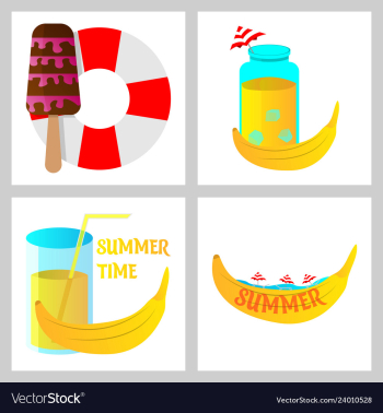 Summer time poster with cute summer in cartoon vector image Summer time poster with cute summer in cartoon vector image