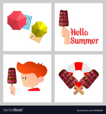 Summer time poster with cute summer in cartoon vector image Summer time poster with cute summer in cartoon vector image