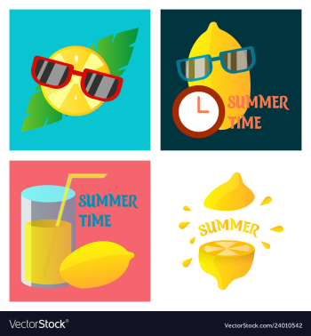 Summer time poster with cute summer in cartoon vector image Summer time poster with cute summer in cartoon vector image