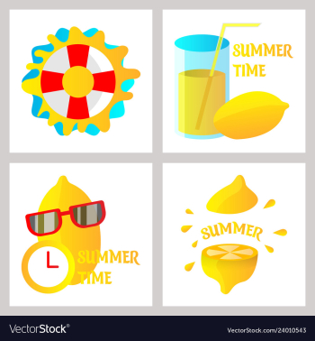 Summer time poster with cute summer in cartoon vector image Summer time poster with cute summer in cartoon vector image