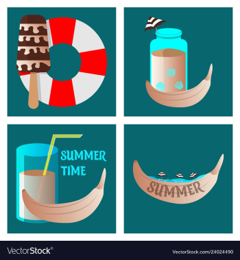 Summer time poster with cute summer in cartoon vector image Summer time poster with cute summer in cartoon vector image