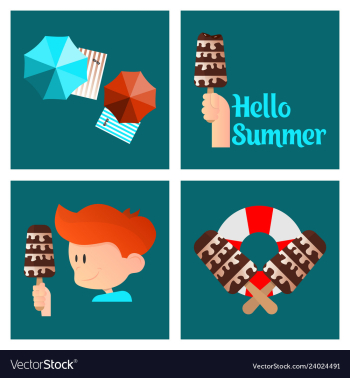 Summer time poster with cute summer in cartoon vector image Summer time poster with cute summer in cartoon vector image