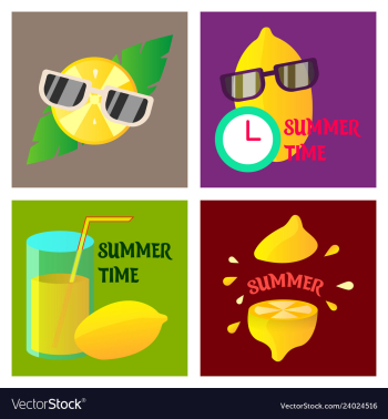 Summer time poster with cute summer in cartoon vector image Summer time poster with cute summer in cartoon vector image