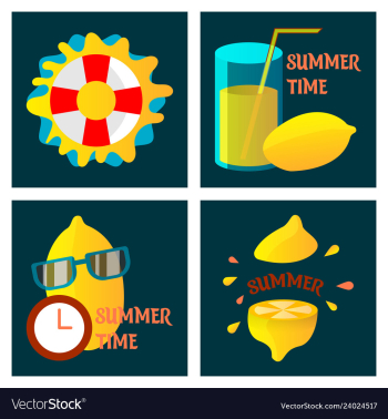 Summer time poster with cute summer in cartoon vector image Summer time poster with cute summer in cartoon vector image