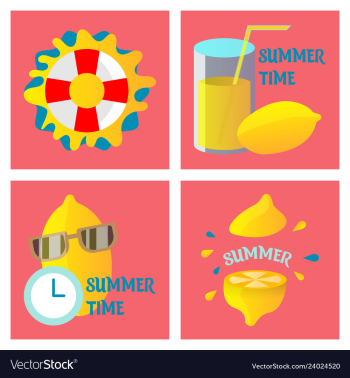 Summer time poster with cute summer in cartoon vector image Summer time poster with cute summer in cartoon vector image