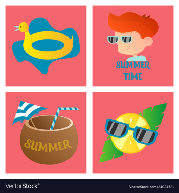 Summer time poster with cute summer in cartoon vector image Summer time poster with cute summer in cartoon vector image
