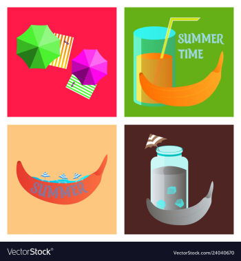 Summer time poster with cute summer in cartoon vector image Summer time poster with cute summer in cartoon vector image