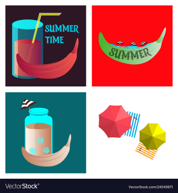 Summer time poster with cute summer in cartoon vector image Summer time poster with cute summer in cartoon vector image