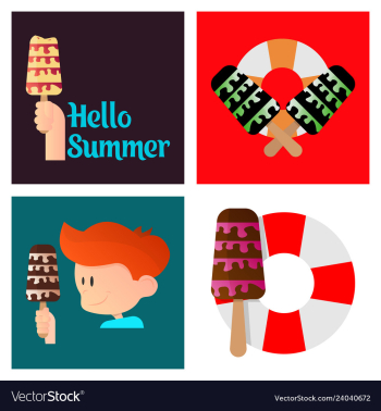 Summer time poster with cute summer in cartoon vector image Summer time poster with cute summer in cartoon vector image