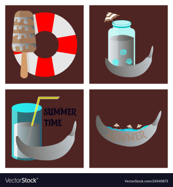 Summer time poster with cute summer in cartoon vector image Summer time poster with cute summer in cartoon vector image