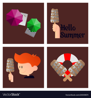 Summer time poster with cute summer in cartoon vector image Summer time poster with cute summer in cartoon vector image