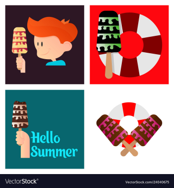 Summer time poster with cute summer in cartoon vector image Summer time poster with cute summer in cartoon vector image