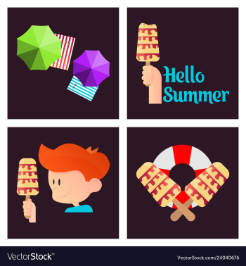 Summer time poster with cute summer in cartoon vector image Summer time poster with cute summer in cartoon vector image