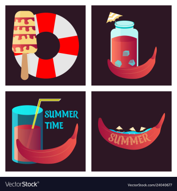 Summer time poster with cute summer in cartoon vector image Summer time poster with cute summer in cartoon vector image