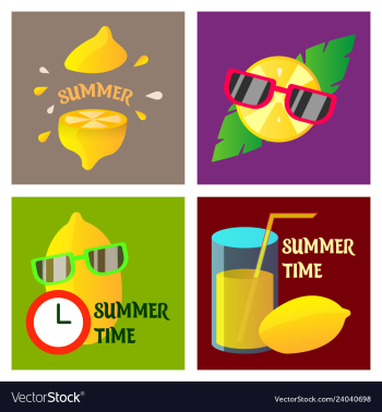 Summer time poster with cute summer in cartoon vector image Summer time poster with cute summer in cartoon vector image