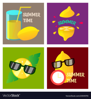 Summer time poster with cute summer in cartoon vector image Summer time poster with cute summer in cartoon vector image