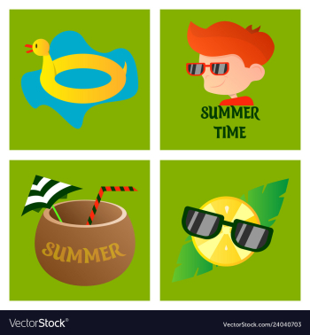 Summer time poster with cute summer in cartoon vector image Summer time poster with cute summer in cartoon vector image