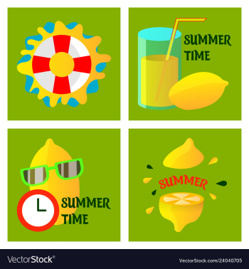 Summer time poster with cute summer in cartoon vector image Summer time poster with cute summer in cartoon vector image