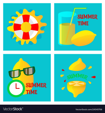 Summer time poster with cute summer in cartoon vector image Summer time poster with cute summer in cartoon vector image