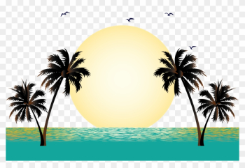 Summer Vacation Beach - Palm Tree Silhouette Clip Art Summer Vacation Beach - Palm Tree Silhouette Clip Art