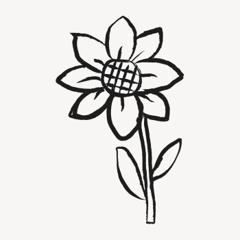 Sunflower sticker, flower doodle in black | Free Vector Illustration - rawpixel