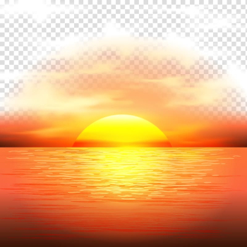 Sunset Adobe Illustrator, sunset, calm body of water during golden ...
