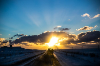 Sunset On Iceland Highway Sunset On Iceland Highway