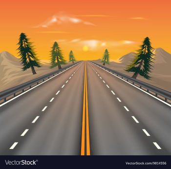 Sunset on the road vector image Sunset on the road vector image