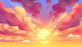 Sunset or sunrise, sky with pink clouds background Free Vector Sunset or sunrise, sky with pink clouds background Free Vector