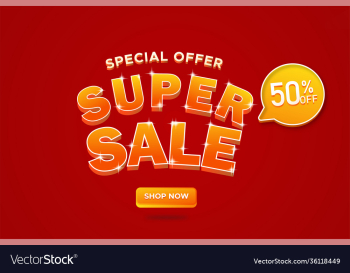 super sale banner sale 3d typography advertising