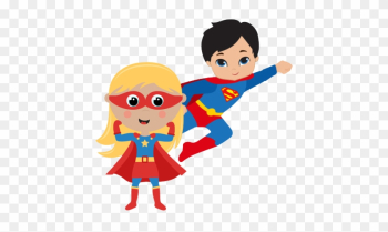 Superhero Party - Superhero Boy And Girl Clipart