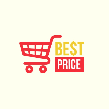 Supermarket logo design with red cart Free Vector