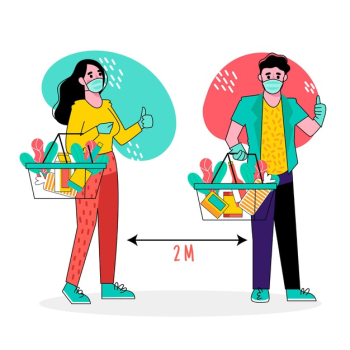 Supermarket queue with safety distance Free Vector Supermarket queue with safety distance Free Vector