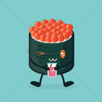 Sushi drinking juice Sushi drinking juice